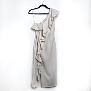 Anthro Keepsake One Shoulder Ruffle Midi Dress